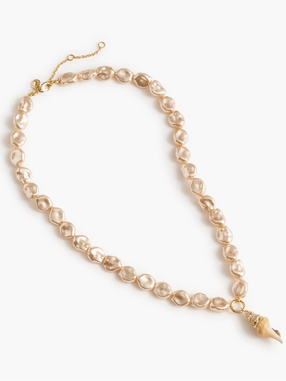 $55 NWT J.Crew Seashell Charm Faux Baroque Pearls Beaded Bohemian Necklace